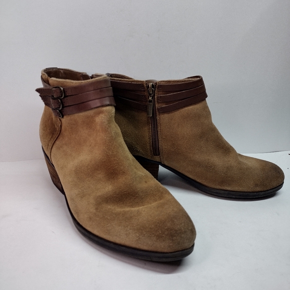 Clarks Collection Ankle Boots Women 8 M Brown Leather Block Heel 3 Strap 20701 - Picture 2 of 11